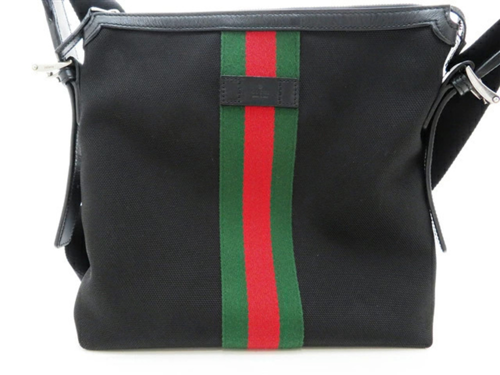 Gucci Hobo Bag Sherry Black Techno Canvas Calfskin